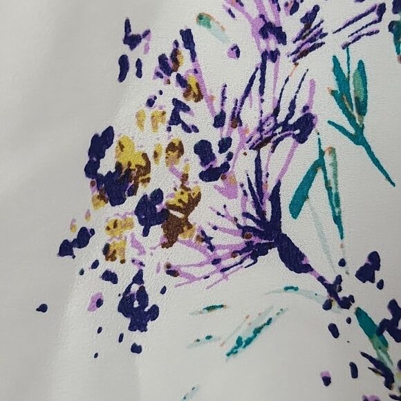 Van Heusen Women's Floral Chiffon Mixed Media Knit Top 3/4 Sleeve Henley Blouse - Picture 3 of 7